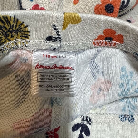 Hanna Andersson Kids Animal Floral Pajama Bottoms 100% Organic Cotton 110 Size 5 - Picture 4 of 4